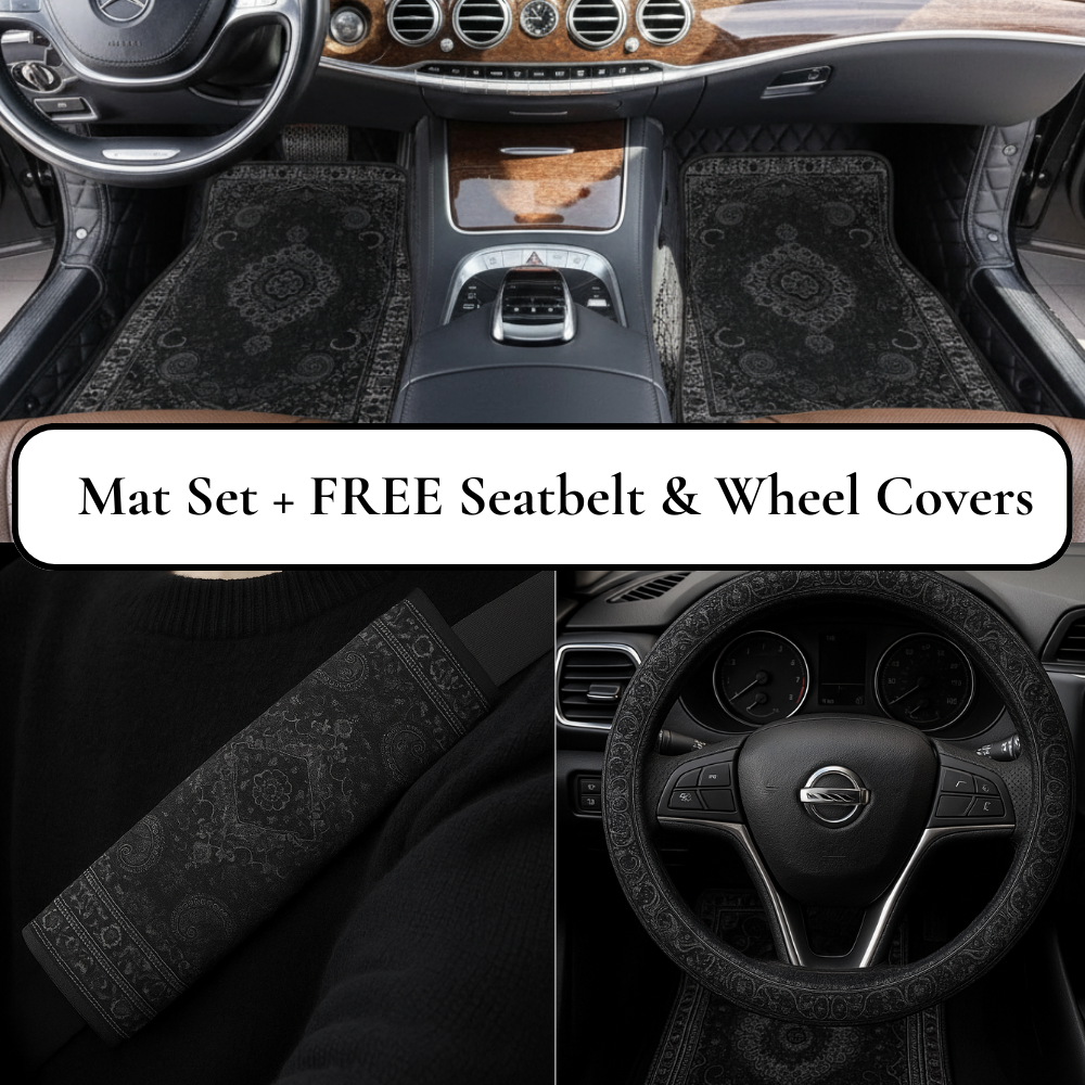 Obsidian Black 4 Piece Mat Set + Free Seatbelt & Wheel Covers