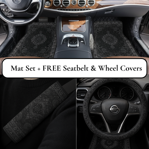 Obsidian Black 4 Piece Mat Set + Free Seatbelt & Wheel Covers